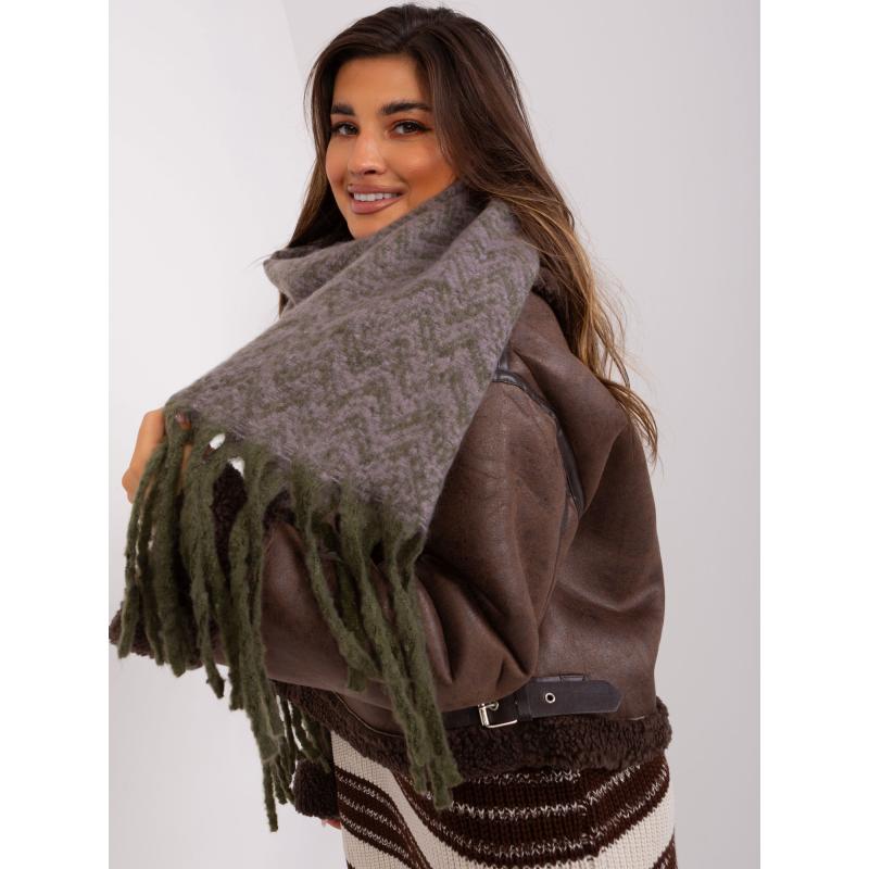 Dámská pletená zimní šála BUBA khaki-fialová 