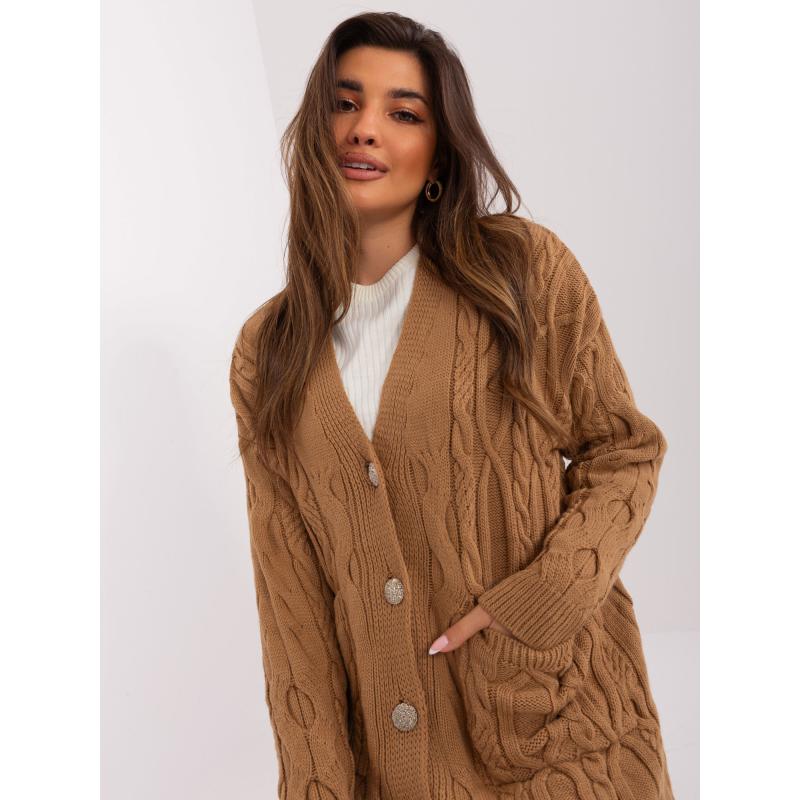 Női kockás pulóver LINA barna