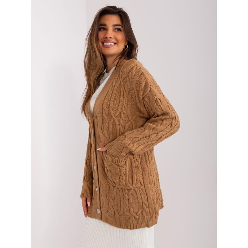 Női kockás pulóver LINA barna