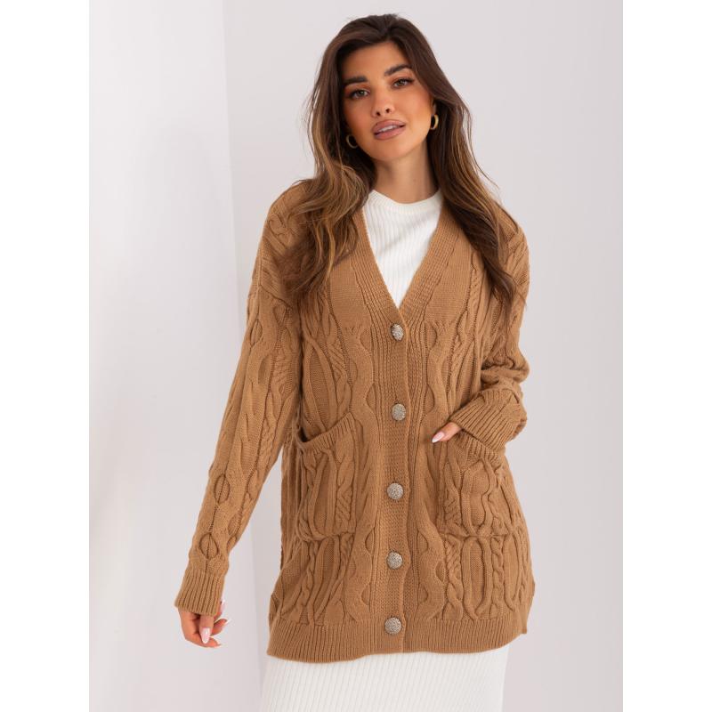 Női kockás pulóver LINA barna