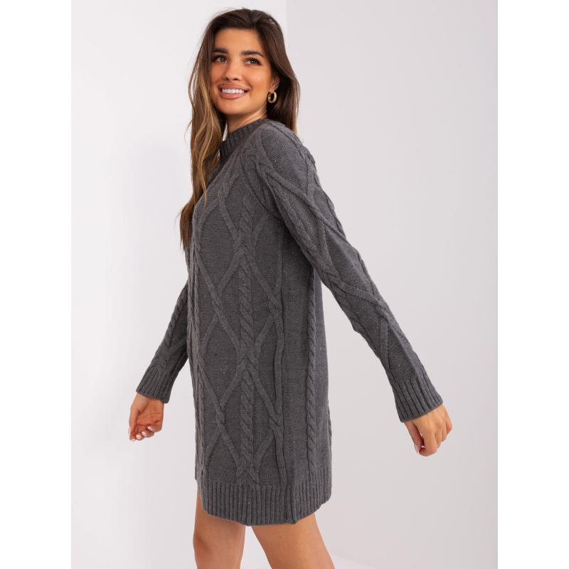 Női kockás kötött ruha BALU sötétszürke