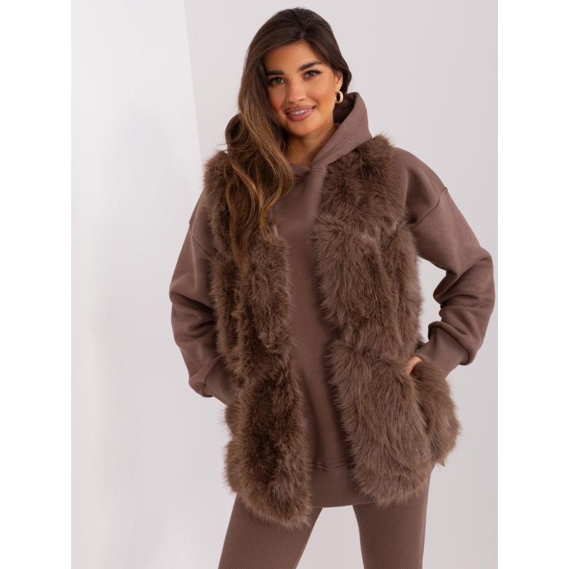 Dámská vesta s kapsami JINDRA hnědá 