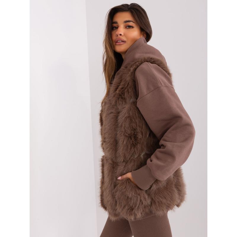 Dámská vesta s kapsami JINDRA hnědá 