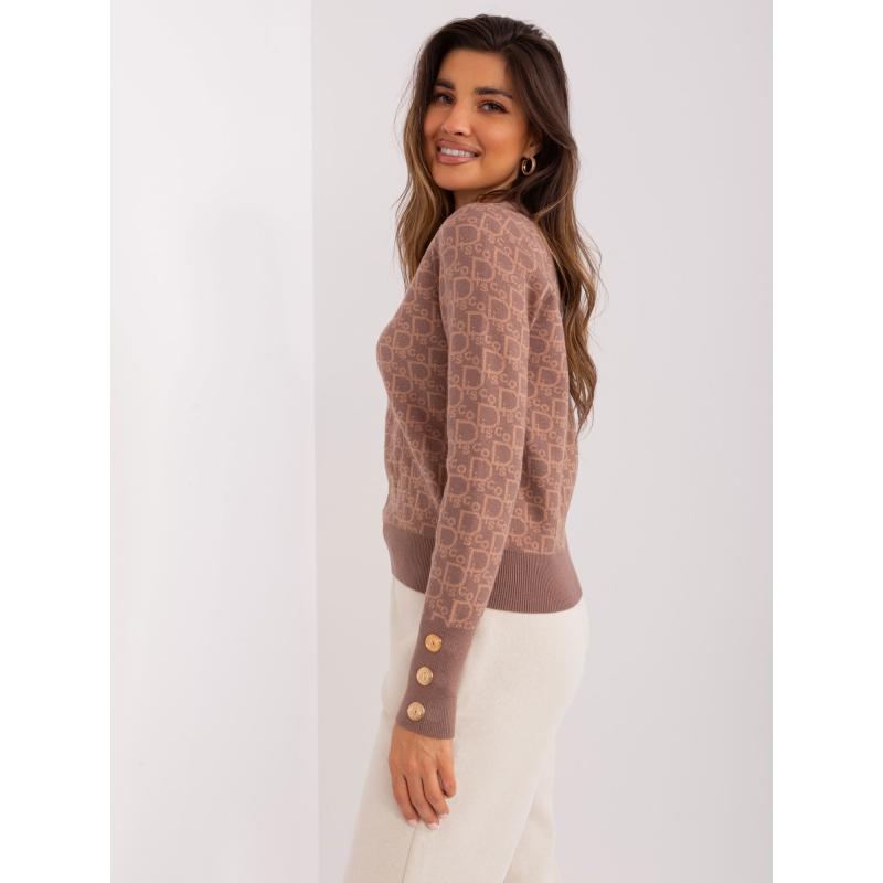 Dámský svetr s kulatým výstřihem IKA světle hnědý