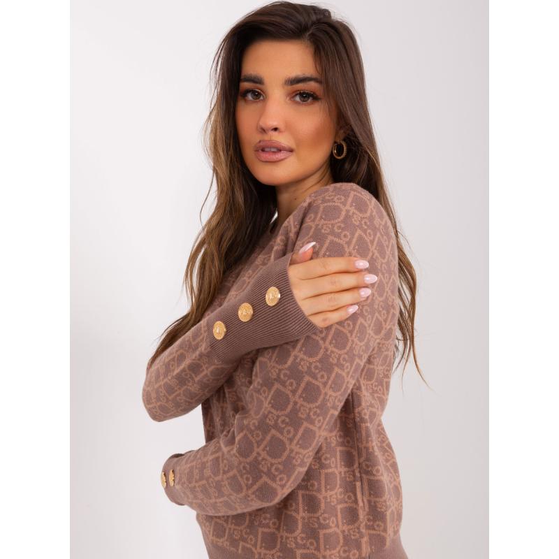 Dámský svetr s kulatým výstřihem IKA světle hnědý