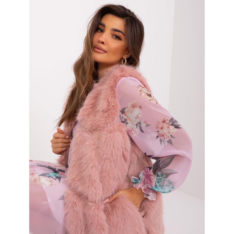 Dámská vesta s kožešinou a kapsami IRGA růžová 