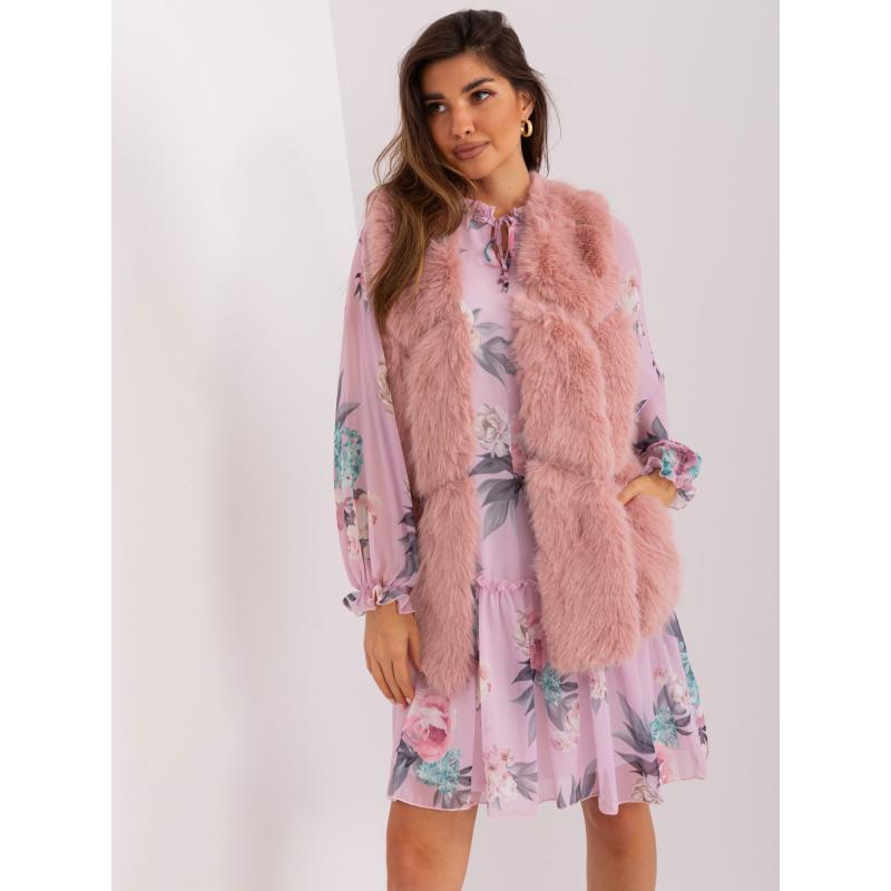 Dámská vesta s kožešinou a kapsami IRGA růžová 