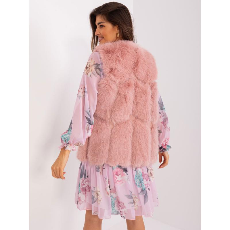 Dámská vesta s kožešinou a kapsami IRGA růžová 