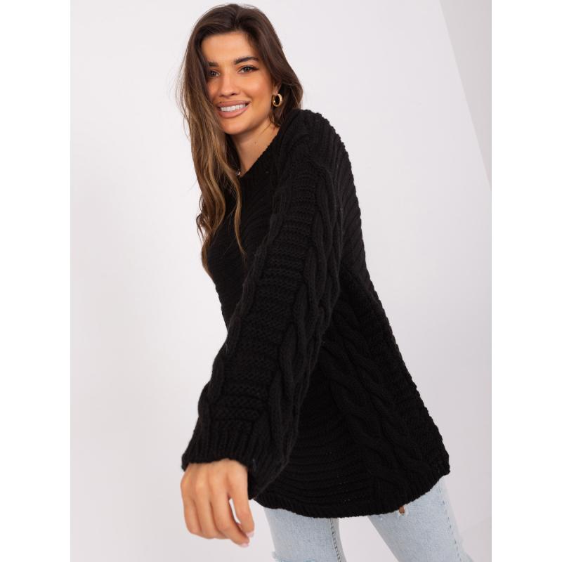 Dámský svetr s příměsí vlny kostkovaný FILIPPA černý 