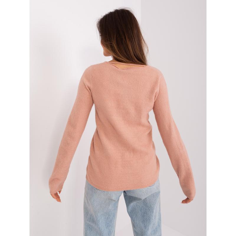 Női V-nyakú pulóver ALEXA világos rózsaszínű