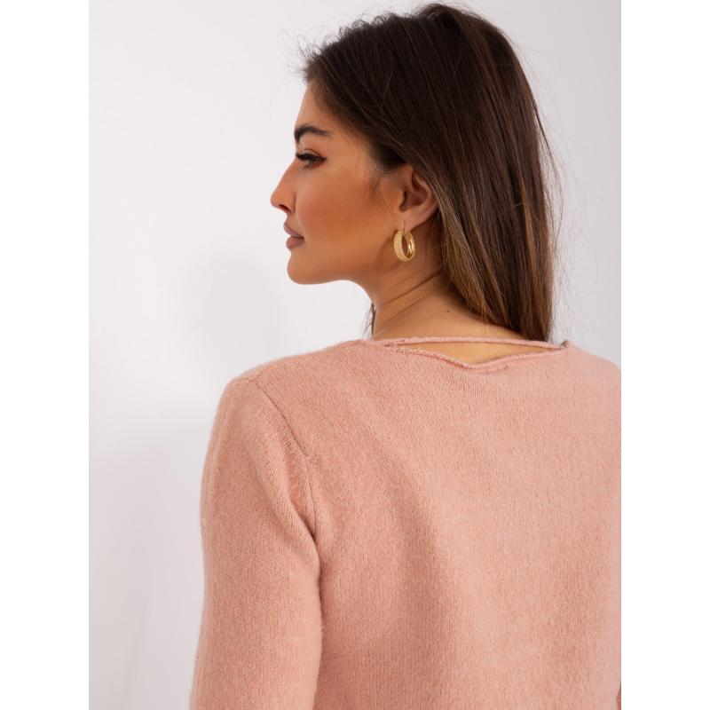 Női V-nyakú pulóver ALEXA világos rózsaszínű