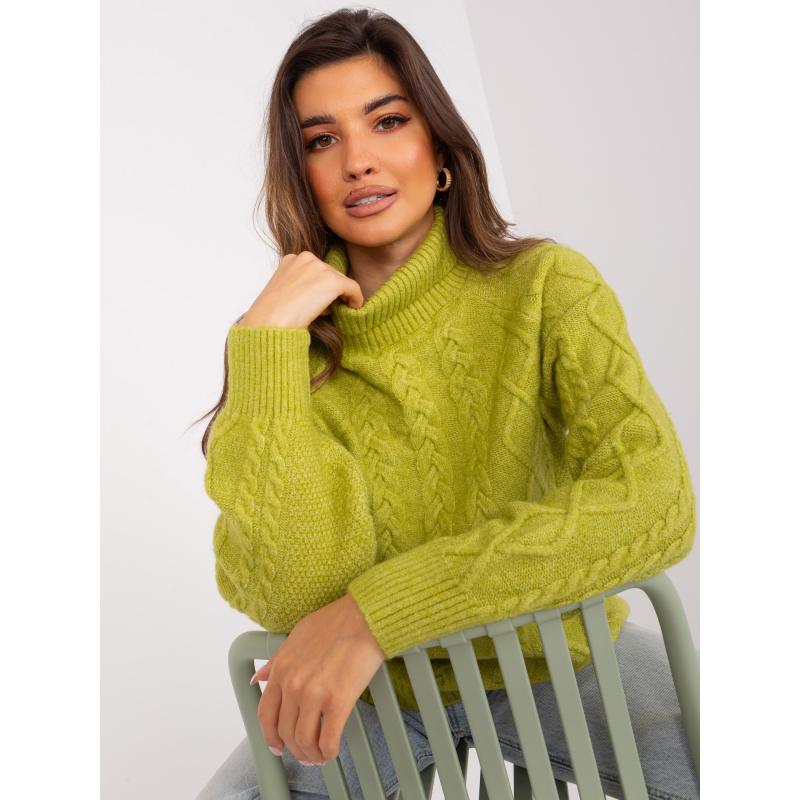 Női kockás pulóver ALMA világoszöld