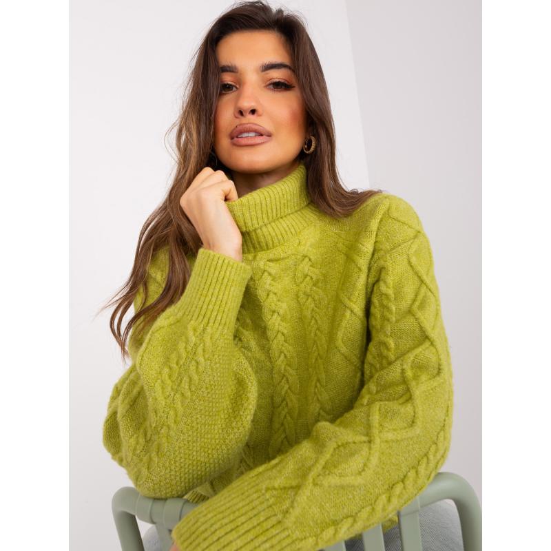 Női kockás pulóver ALMA világoszöld