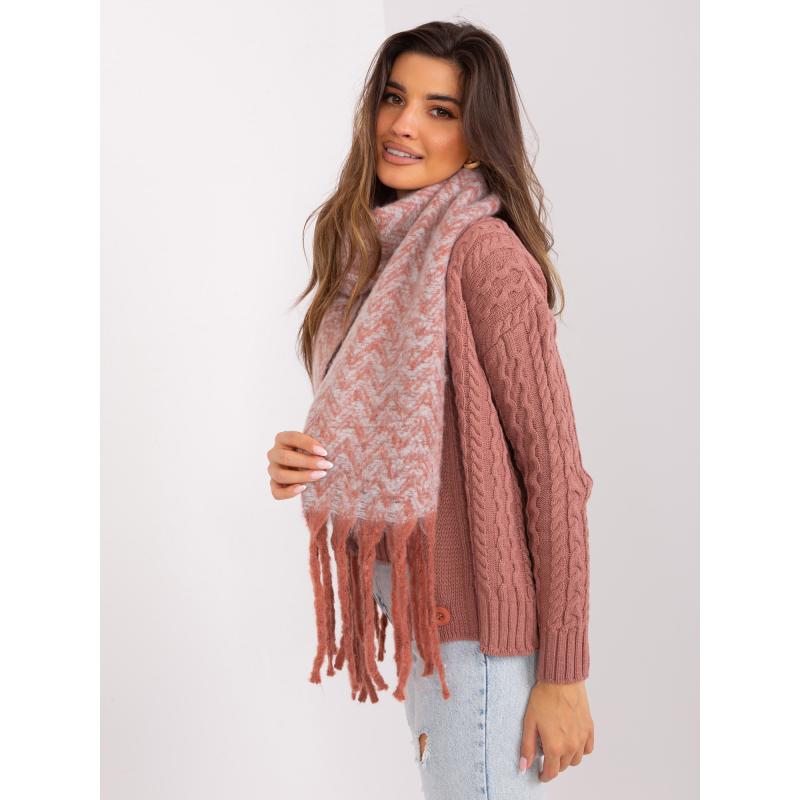 Dámská šála ANGELA oranžová a světle šedá 