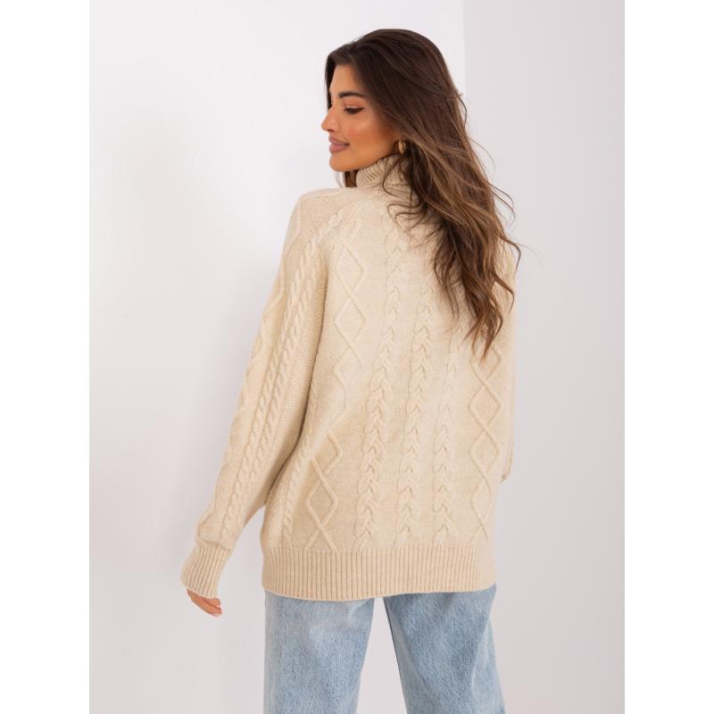Dámský svetr s plédy a rolákem SOFIA béžový 