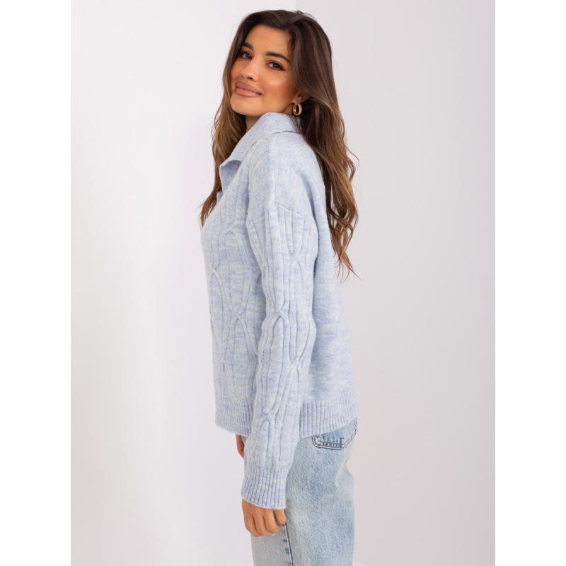 Dámský svetr s náplety VICA světle modrý  