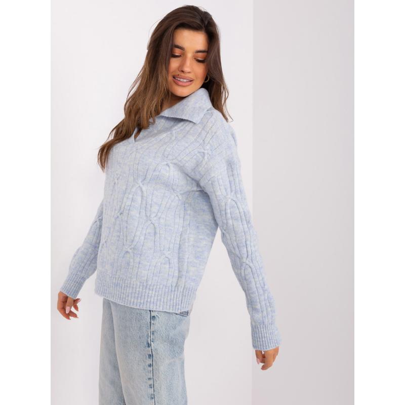Dámský svetr s náplety VICA světle modrý  
