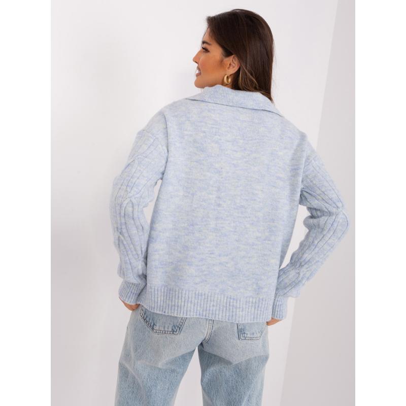 Dámský svetr s náplety VICA světle modrý  