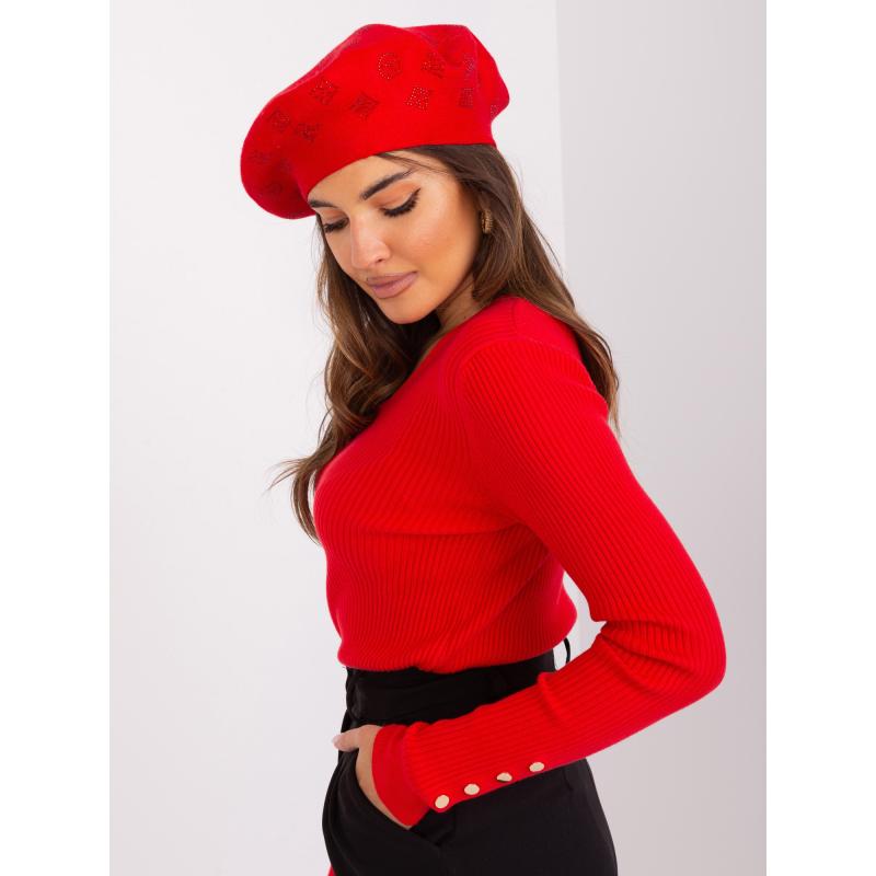 Női barett PAZ applikációval, piros színű