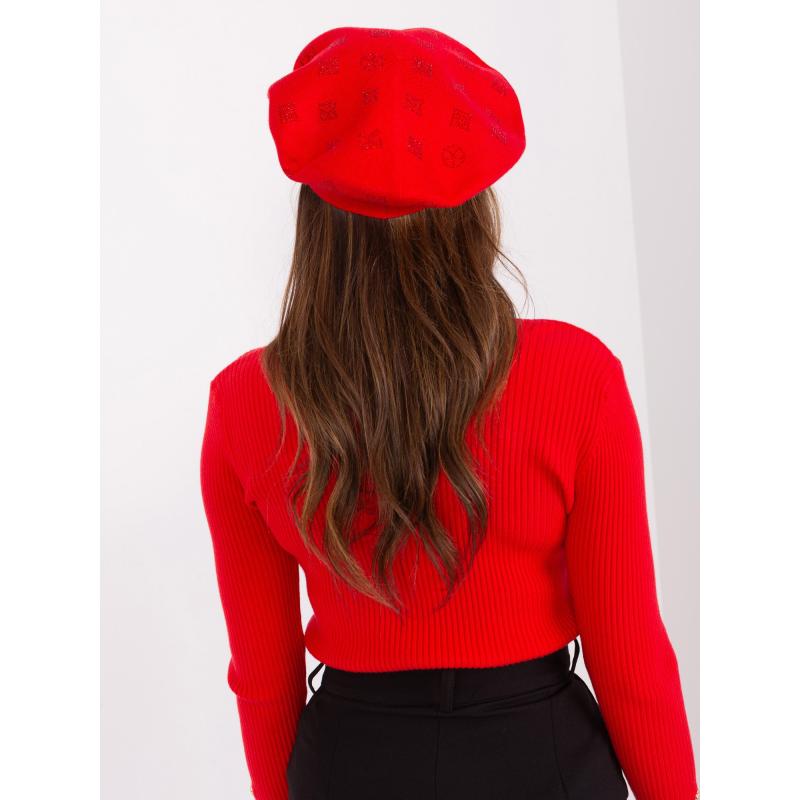 Dámský baret s aplikací PAZ červený 