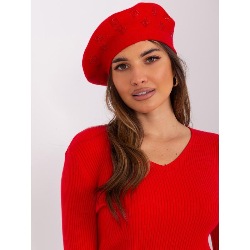 Dámský baret s aplikací PAZ červený 