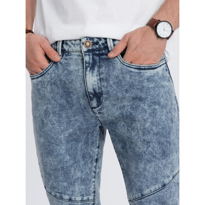 Pánské džínové kalhoty s prošíváním V1 OM-PADP-0109 modré 