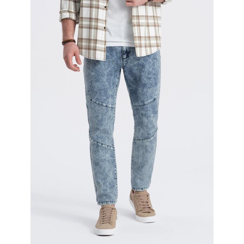 Pánské džínové kalhoty s prošíváním V1 OM-PADP-0109 modré 