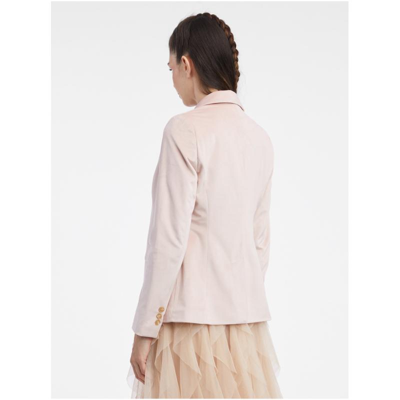 Világos rózsaszín női bársony kabát