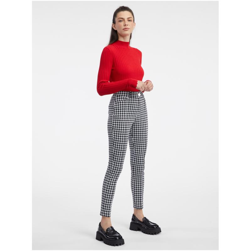 Fehér és fekete női mintás nadrág