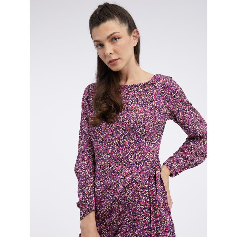 Ružovo-fialové dámske vzorované šaty