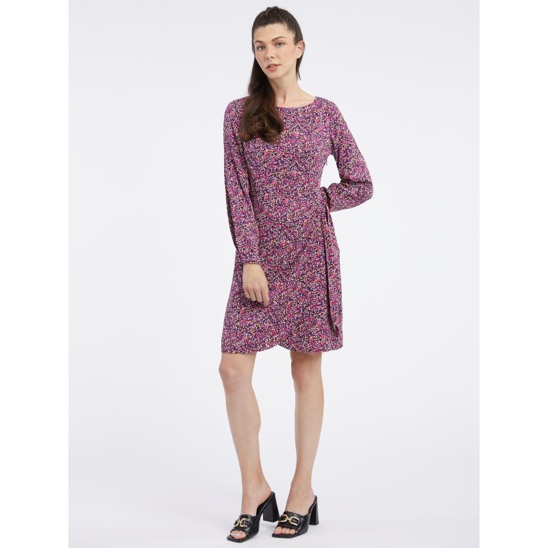 Ružovo-fialové dámske vzorované šaty
