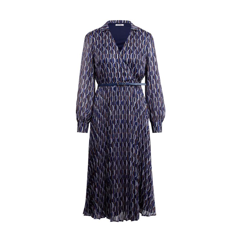 Tmavě modré dámské vzorované šaty