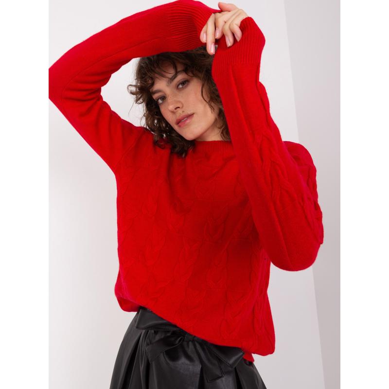 Dámsky sveter s plédmi NOILA červený