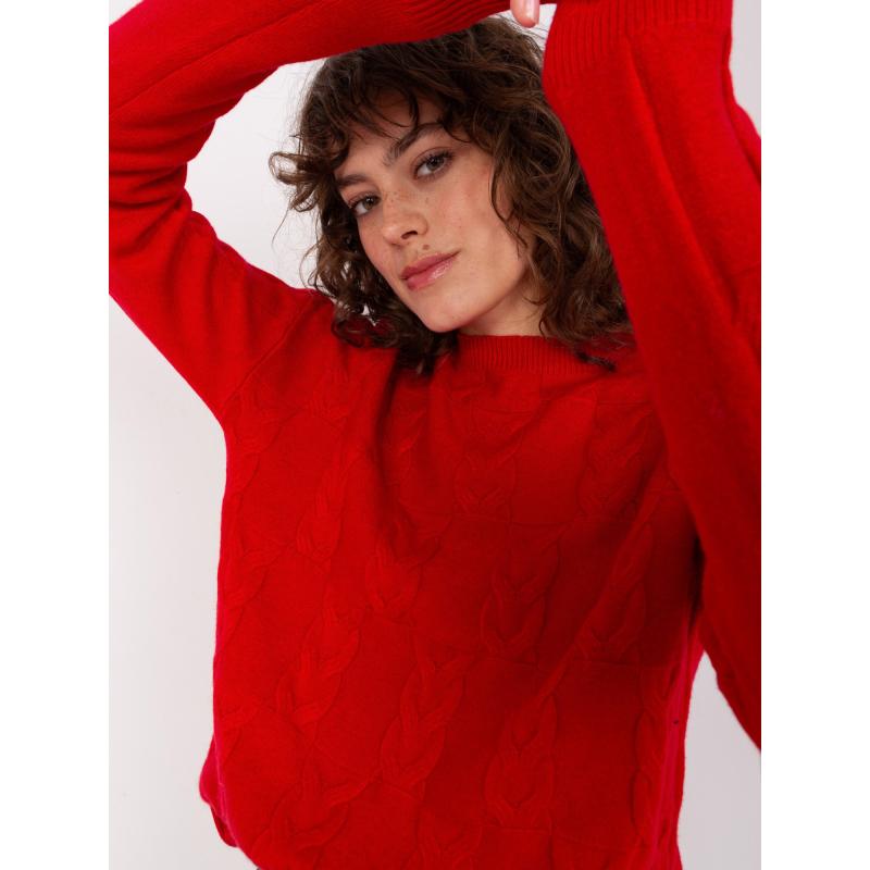 Dámský svetr s plédy NOILA červený 