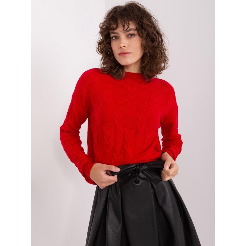 Dámský svetr s plédy NOILA červený 