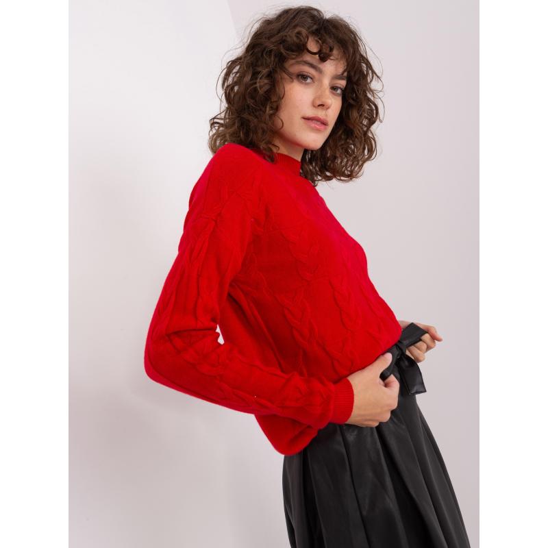 Dámský svetr s plédy NOILA červený 