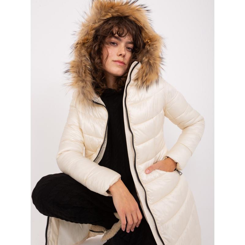 Dámska bunda s kapucňou SOIS svetlo béžová