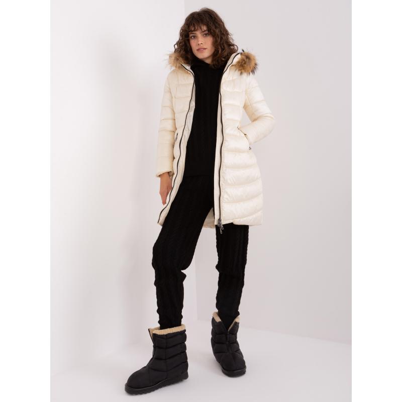 Dámska bunda s kapucňou SOIS svetlo béžová