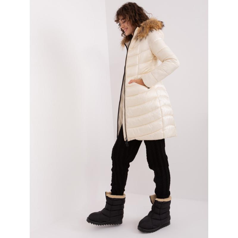 Dámska bunda s kapucňou SOIS svetlo béžová