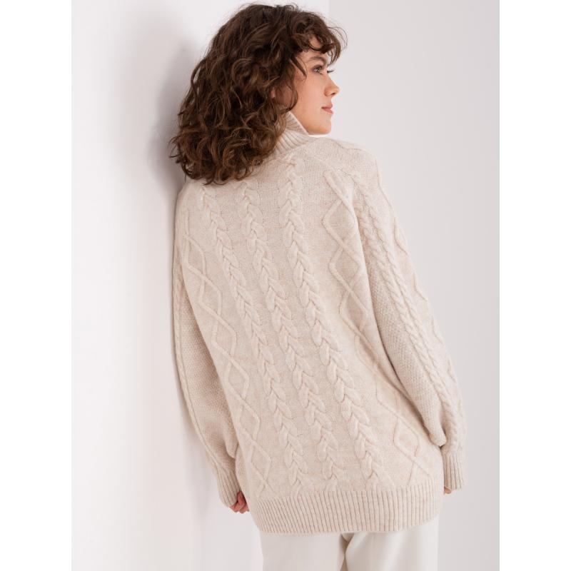 Dámský svetr s plédy a rolákem ORCA ecru 