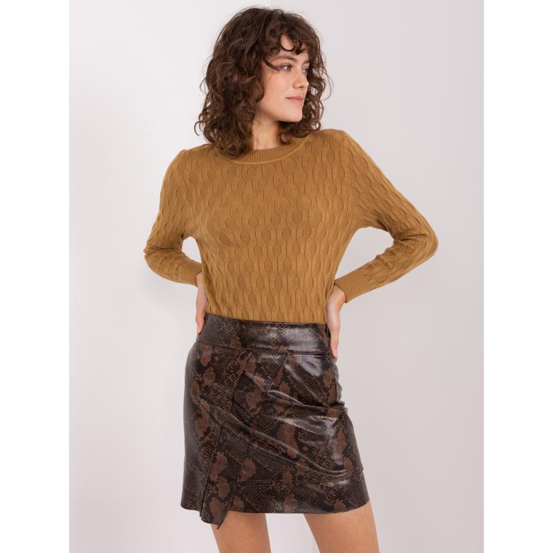 Női mintás pulóver TREG barna