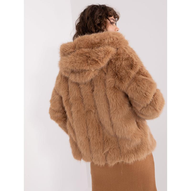 Dámská bunda s kožešinou a kapucí BAIW hnědá