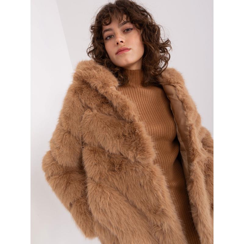 Dámská bunda s kožešinou a kapucí BAIW hnědá