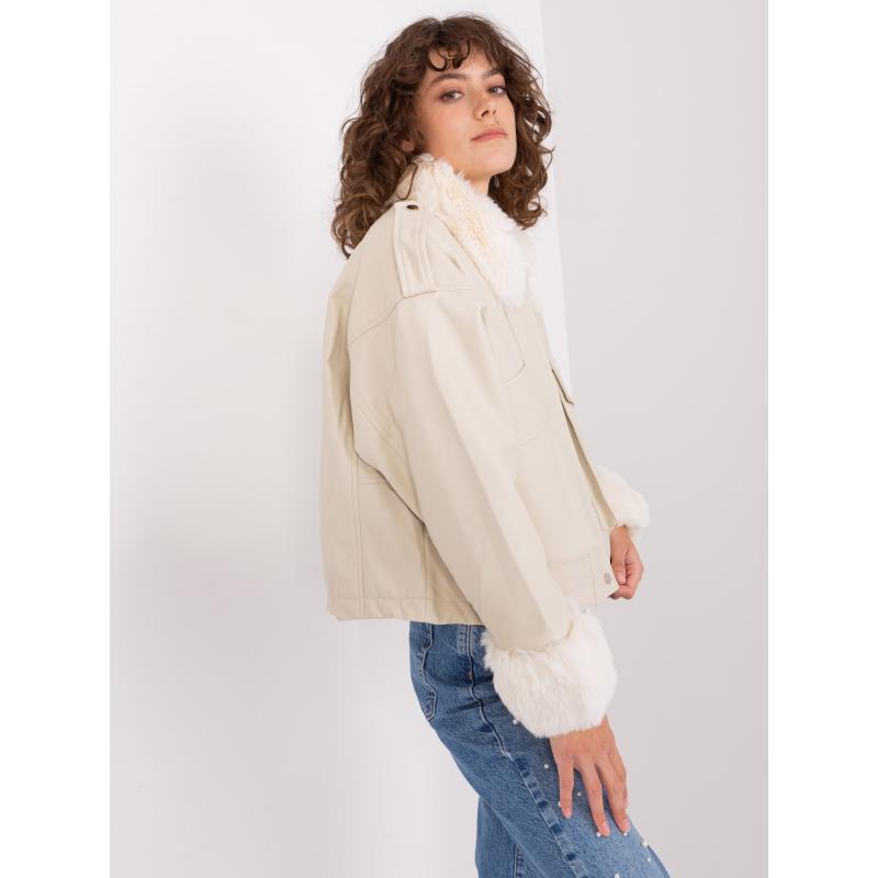 Női kabát zsebekkel BURNN világos bézs
