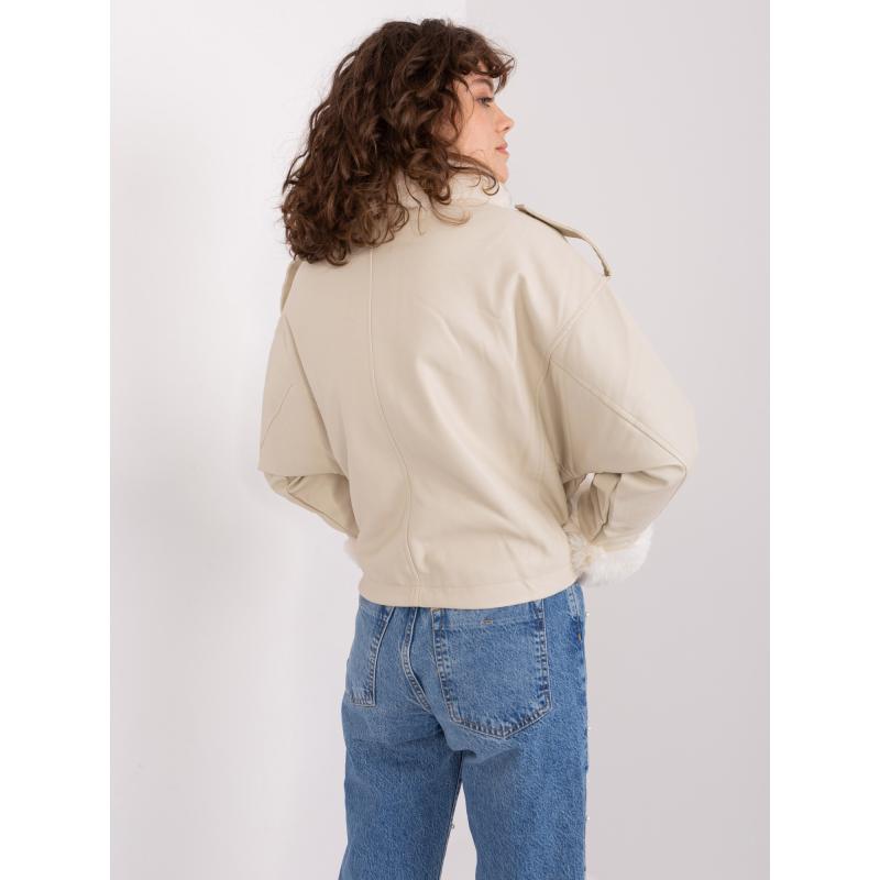 Női kabát zsebekkel BURNN világos bézs