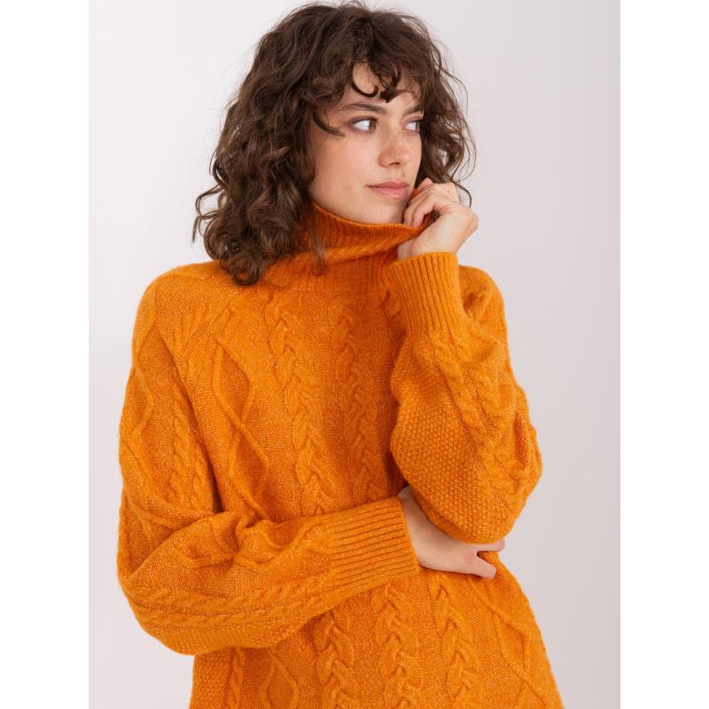 Dámsky károvaný sveter s rebrovaným lemom SHATH horčicovej farby
