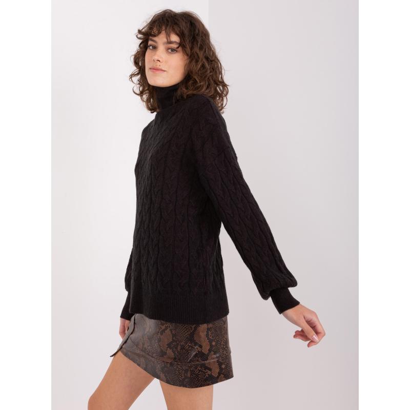 Dámský svetr s rolákem a viskózou EENA černý