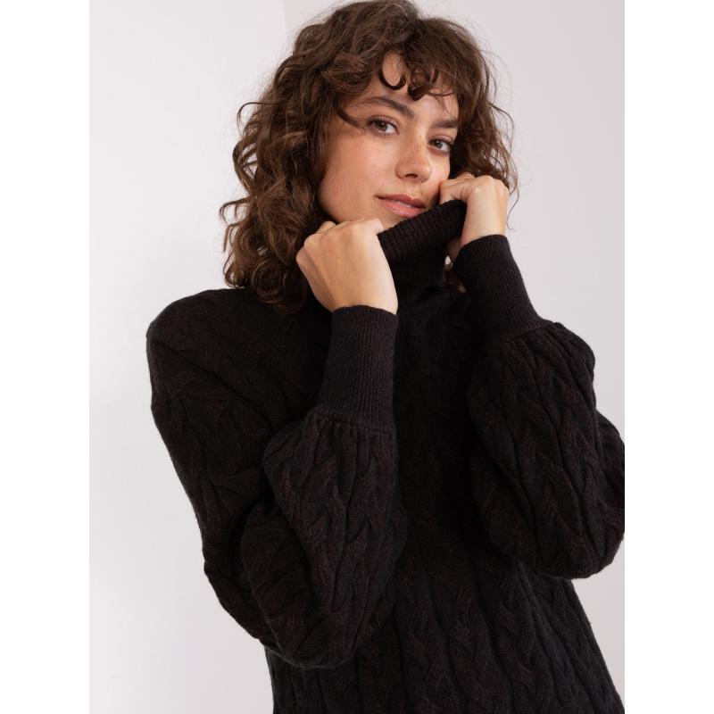 Dámský svetr s rolákem a viskózou EENA černý