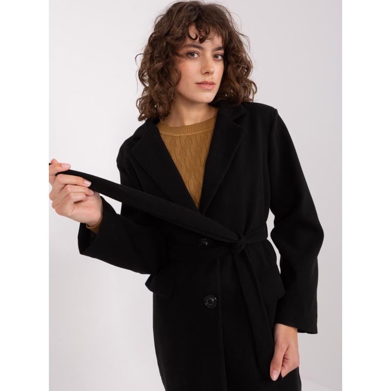 Dámský kabát s knoflíky OCH BELLA černý 