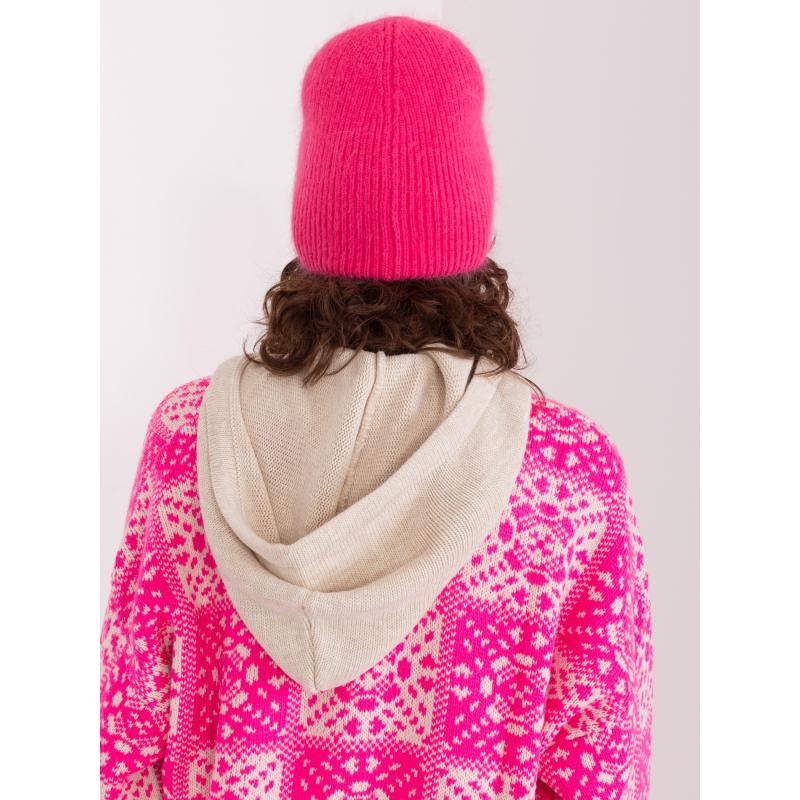 Női téli sapka strasszkövekkel ESSK sötét rózsaszínű